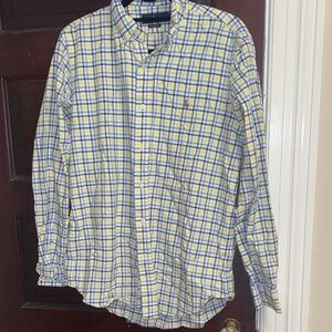 Ralph Lauren Yellow and Blue Checkered Classic Fit Button Up Shirt